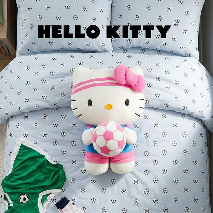 Hello Kitty Kids Bedding Super Soft Cozy Cuddle Pillow Buddy with Soccer Ball, 2026 World Tournament, (Officially Licensed Product) By Franco