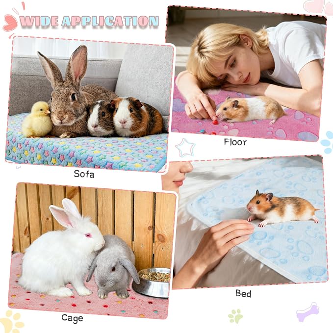 8 Pack Guinea Pig Cage Liner, Washable Guinea Pig Fleece Blankets Bedding Accessories, Flannel Throw Warm Sleep Mat, Pet Pee Pads for Small Animal Hamster Rabbit Puppy Cat (Light Color, 26x14 Inch)