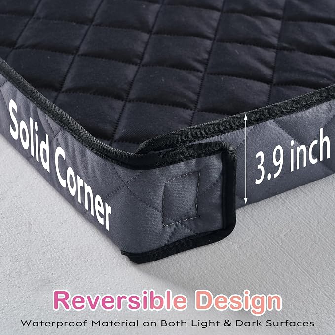 FunFurry Quilted Guinea Pig Cage Liner, Reversible & Absorbent Bottom Base, Cage Liners for Small Animals, Hamster Chinchilla Hedgehog Ferret Rabbit. (Dark Grey-Quilted, 28" X 56")