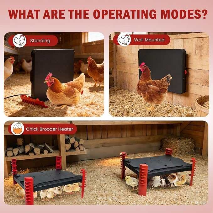 200W Chick Brooder Heater Plate, 2-in-1 Adjustable Radiant Brooder Plate for Chicks & Poultry, Smart Thermostat, 16"x12", Safe & Energy Saving, Ideal for Brooders & Small Chicken Coops