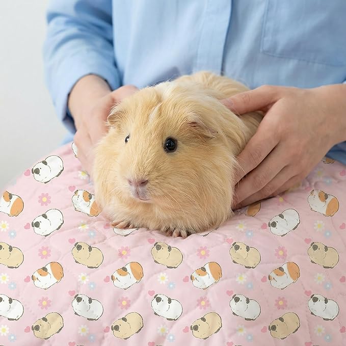 Guinea Pig Bedding, 49x24 2Pack Guinea Pig Fleece Cage Liner, Washable Waterproof Reusable & Anti Slip, Absorbent Guinea Pig Pee Pad for Small Animal, Rabbit, Bunny, Chinchilla, Pink
