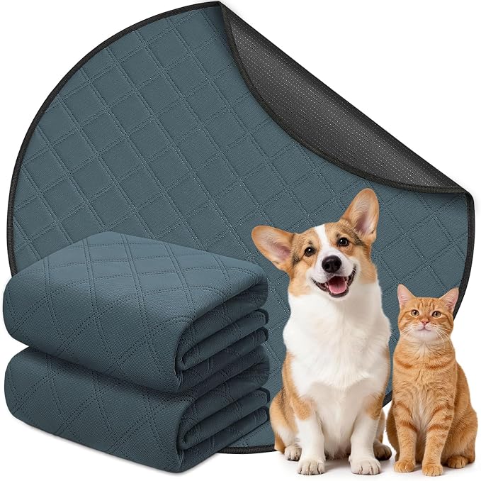Siedihit Washable Reusable Pet Pee Pads, Absorbent Non-Slip Training Mat for Dog Cat Rabbit Puppy Kitten, Whelping Playpen Crate Bed Cage Home Indoor Outdoor (Medium - 2pack, Round)