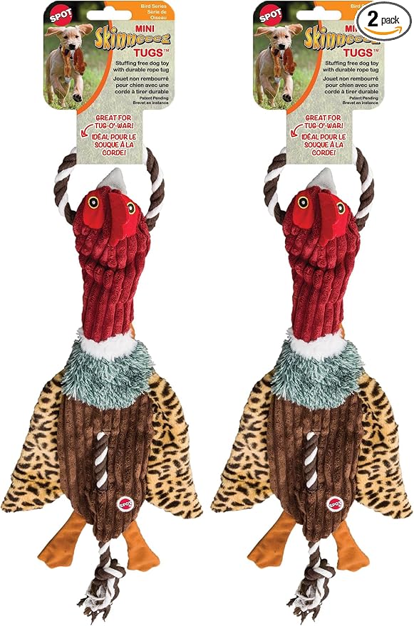 SPOT Ducks Mini Skinneeez Tugs Stuffingless Dog Toy, 14", 1Piece/ Style May Vary, Assorted (54181) (Pack of 2)