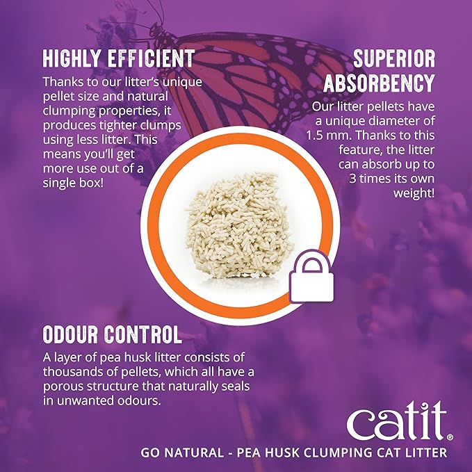 Catit Go Natural Pea Husk Clumping Cat Litter 12.3 lb, Natural (Pack of 2)