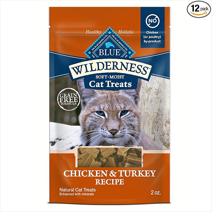 Blue Buffalo Wilderness Soft Cat Treats, Grain-Free and Protein-Rich, Great for Training, Chicken & Turkey Recipe, 2-oz. Bag