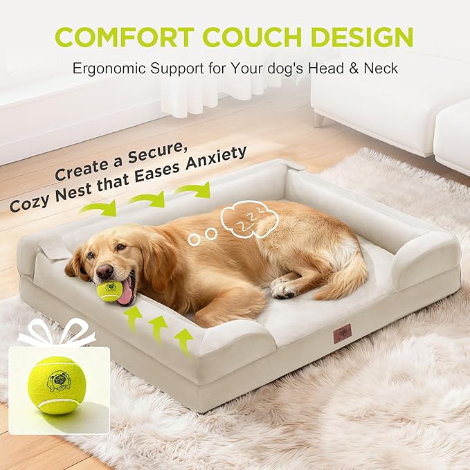 Dog Beds for Medium Large Size Dogs - Orthopedic Washable, Removable Non-Slip Memory Foam Pet Couch Bolster Cover,30 x 20