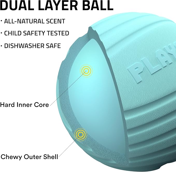 Playology Dog Toys | Dual Layer Ball Durable Chew Toy for Tough Chewers | Peanut Butter Medium Scented Dog Toy | Chew Toys for Dogs