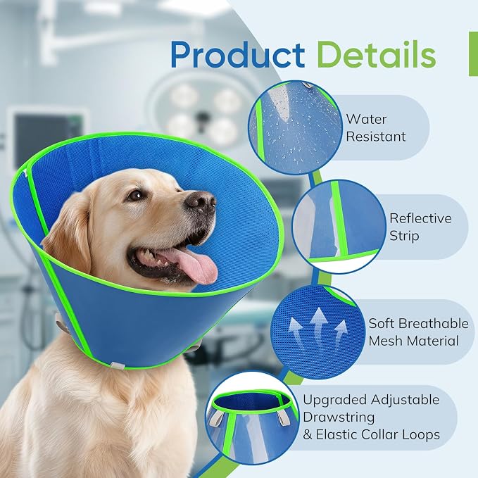 Soft Dog Cone Collar to Stop Licking After Surgery, Mesh Breathable Pet Recovery Collar for Large Medium Dogs, Elizabethan Cone Alternative(XL)