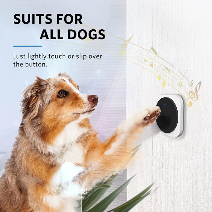 Wireless Dog Doorbell for Potty Training, Doggie Door Bell to Go Outside, 1000ft Range, IP65 Waterproof Touch Button, 4 Notification Modes, Easy Velcro Installation