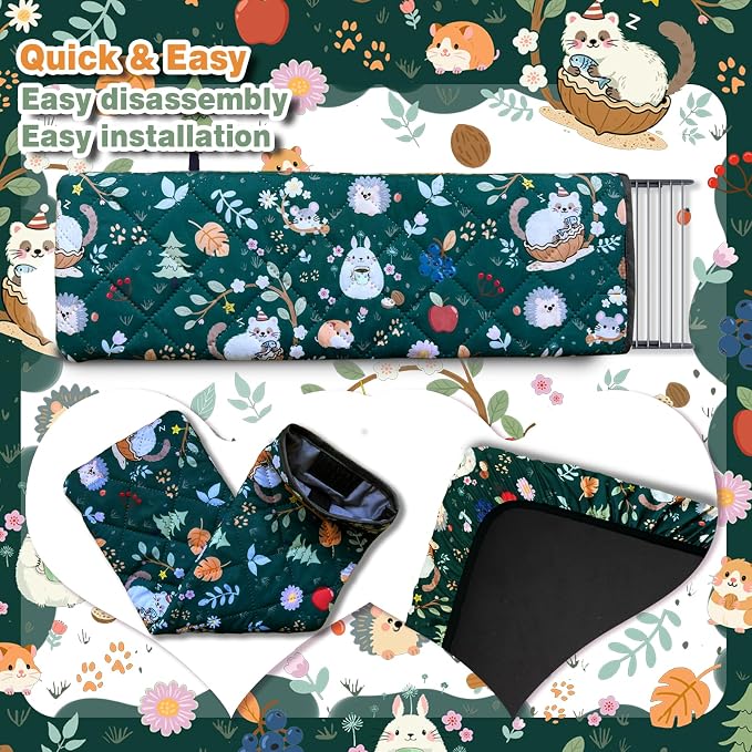 Ferret Cage Liner for Ferret Nation & Critter Nation Cage,Cute Animal Print,Washable Bedding,Cage Accessories for Ferrets, Chinchillas, Rats, Rabbits & Other Small Pets (Double Unit Combo)