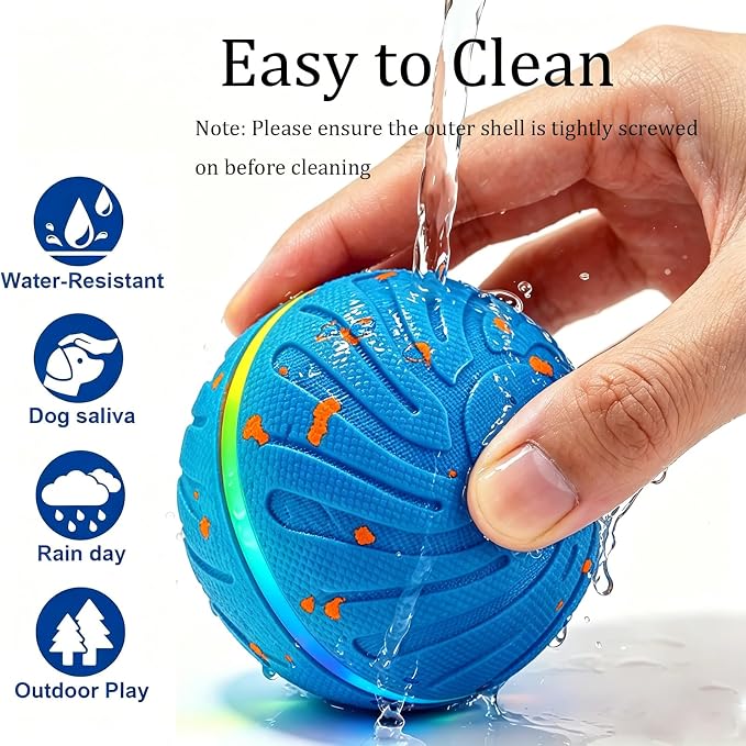 Smart Interactive Dog Toys, 3 Play Modes Smart Moving Bouncing Dogs Ball, E-TPU Moving Dog Toy Ball with RGB Lights, USB Rechargeable, Waterproof Dog Ball, Automatic Dog Toy for Medium & Large Dogs