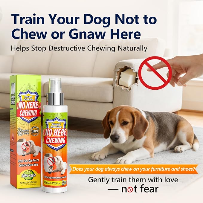 Bitter Apple Spray for Dogs - Dog No Chew Spray to Stop Chewing & Gnawing - Natural Anti‑Chew Training Aid for Puppies - Safe for Furniture, Shoes & Plants - Indoor & Outdoor Behavior Corrector