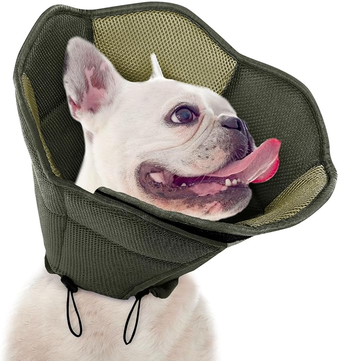 Dog Cone - Soft Cone for Dogs to Stop Licking, Pet E-Collar Alternative After Surgery, Adjustable Pet Recovery Collar for Wound Healing, Army Green Medium
