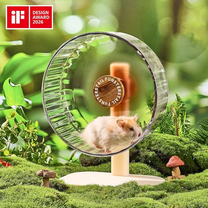 Super Silent Hamster Wheel 12 Inch, Magnetic Large Rat Wheel for Chinchilla, Gerbil, Guinea Pig, Cat, Mouse, Sugar Glider and Dwarf, Syrian Hamster Accessories (Wood Brown)