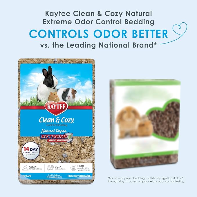 Kaytee Clean & Cozy Natural Paper with Extreme Odor Control Bedding, Made with 100% Recycled Paper
