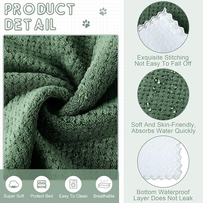 VitalCozy 10 Pcs Guinea Pig Cage Liners Washable Rat Bedding for Guinea Pigs Controlling Absorbent Waterproof Pee Pads Blanket for Rabbits Hamster Small Animal Chinchilla(Grid,12x12 Inch,Dark Geen)