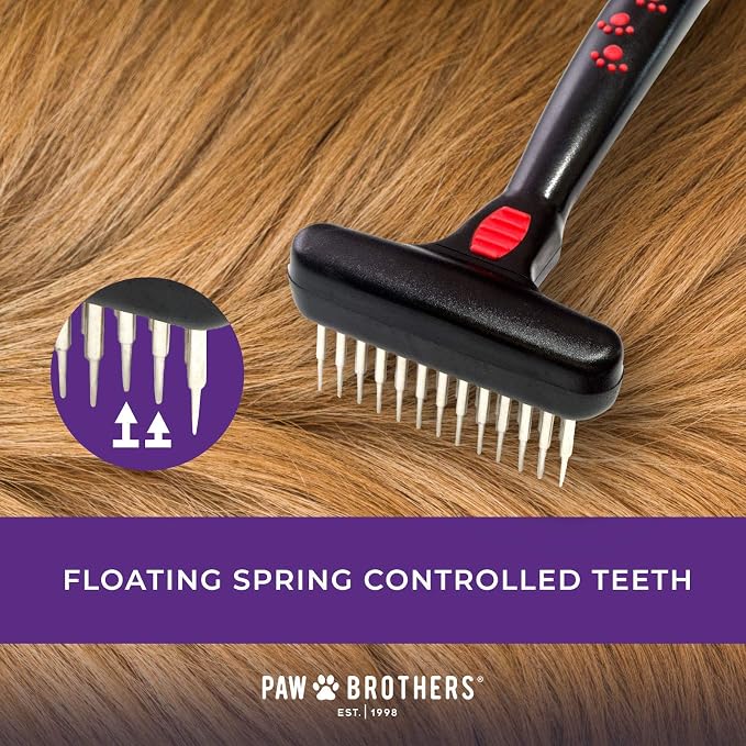RYAN'S PET SUPPLIES Paw Brothers Magic Spring Undercoat Rake and Large Extra Long Gard Pin Slicker Bundle