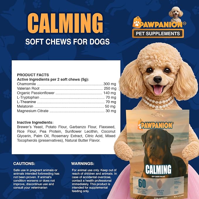 Calming Soft Chews for Dogs Anxiety Relief 60 Count