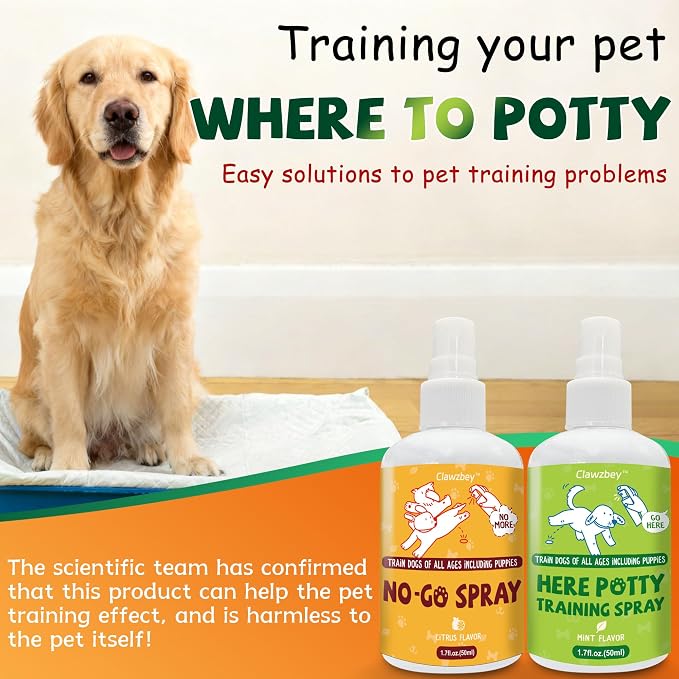 Dog Potty Training Spray Set, No-Go Spray & Here Potty Training Spray, Puppy Essentials, Stops Urination & Marking, Indoor and Outdoor Use (1.7 fl oz, 2 Pack)