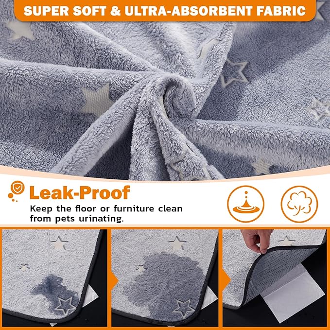 LOOBANI Washable Pee Pads for Dogs, 2 Pack 31 x 36 in Reusable Pee Pads for Dog Mat Puppy Mats Training Non Slip Whelping Mat for Dog Playpen, Crate, Car, Grey