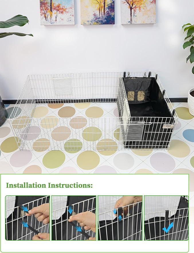 Guinea Pig Cage Liner, for Midwest Cage Kitchen 24"X13" Litter Box & Hay Feedder for Guinea Pig Rabbits Hamsters Hedgehogs Ferrets and Other Small Animals. Black