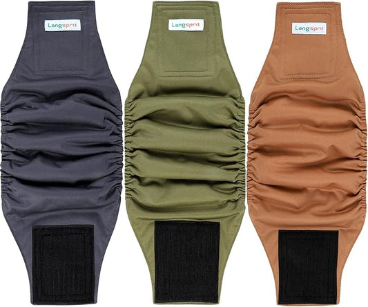 Langsprit Male Belly Bands for Dogs (Pack of 3) - High Absorbing Dog Wraps Male Washable - Reusable Small Doggy Doggie Puppy Dog Diapers S Size ColorZLH