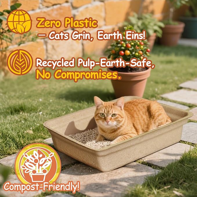 Disposable Litter Boxes for Cats Leak-Proof: 20-Pack Odor Control Sustainable Large Kitty Tray for Travel/Indoor Use