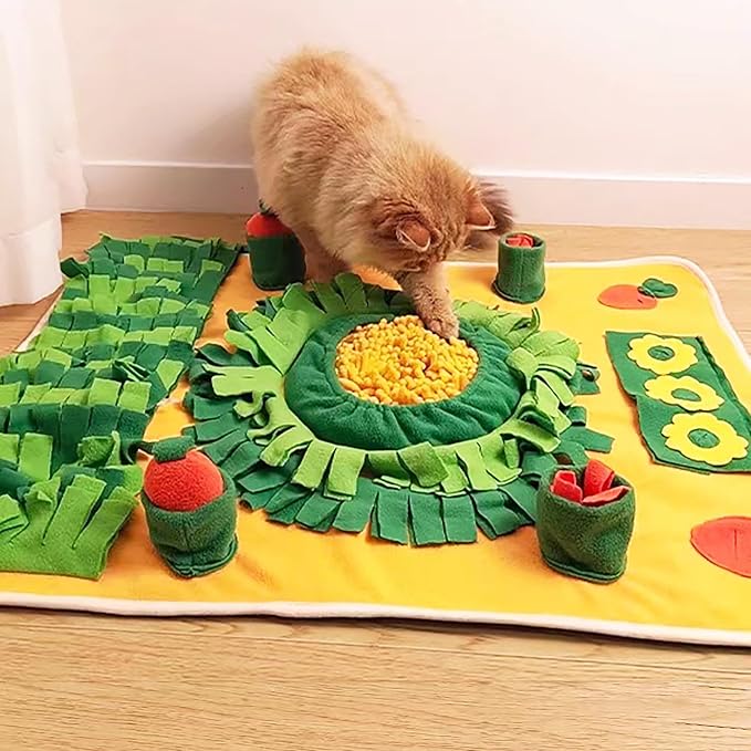 Pet Olfactory Feeding Pad Training Mat Dogs Cats Interactive Puzzle Toy Natural Foraging Tool Slow Feeding Snack Hiding Blanket (Spring)