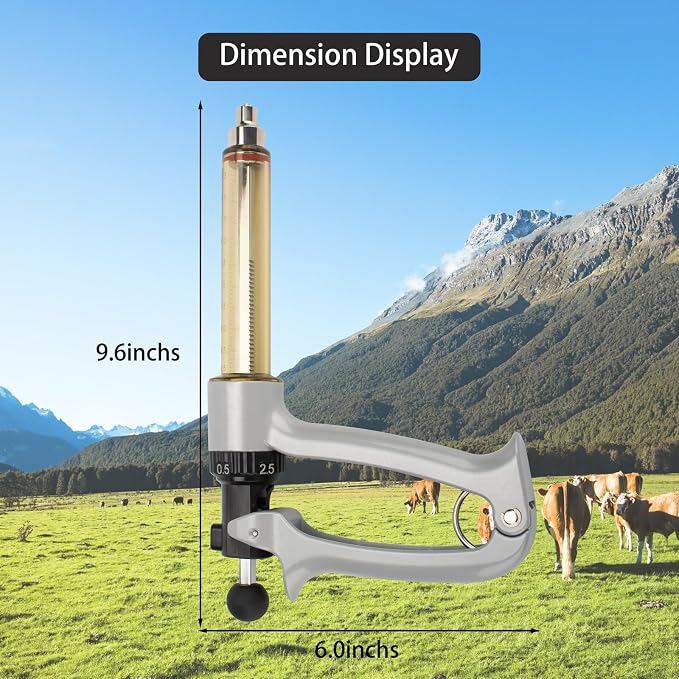 25ML Semi-Automatic Adjustable Injector Syringe, Precision Syringe Pump - Adjustable 0.5ml to 2.5ml Range for Fast Continuous Injection in Pigs, Cattle, Chicken, Goat, and Other Livestock
