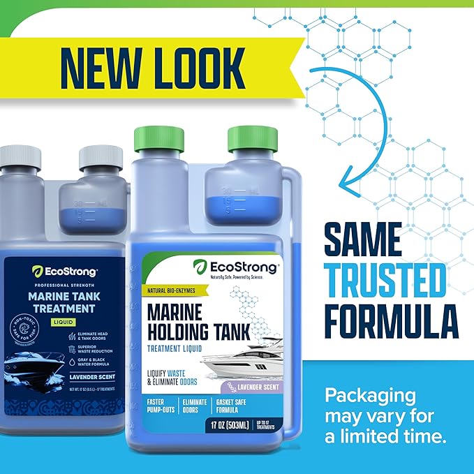 Eco Strong Marine Holding Tank Treatment | Powerful Enzymatic Black Water Digesting Liquid - Eliminates Tank Odor and Breaks Down Waste (17 OZ)