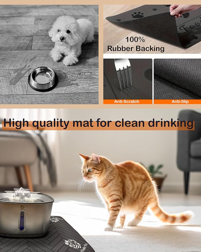Stainless Steel Cat Water Fountain 3.2L/108oz Kitty Cat Water Fountain Cordless Battery Operated Pet Water Fountain Bundle