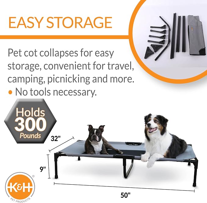 K&H Pet Products Original Elevated Pet Cot Tan with Microfleece Pad