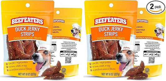 Beefeaters Duck Jerky Strips for Dogs, 8oz – Dog Treat. Oven-Baked, High Protein, Low Fat, No Corn, Soy, or Wheat, Ideal for Training (Pack of 2)