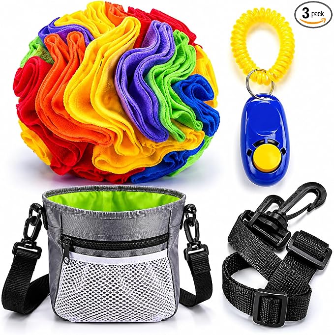 Dog Training Starter Kit with 7.9-Inch (20 cm) Snuffle Ball, Clicker & Treat Pouch