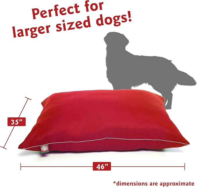 Majestic Pet Rectangle Large Dog Bed Washable – Non Slip Comfy Pet Bed – Dog Crate Bed Super Value Pillow Dog Bed – Dog Kennel Bed for Sleeping - Dog Bed Large Breed 46 x 35 Inch – Solid Red