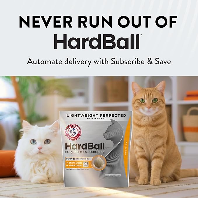 ARM & HAMMER Hardball Lightweight Platinum Multi-Cat Clumping Cat Litter Odor Control, Easy No-Mess Scooping, Garden Bloom Scent, 8.5 Lbs.