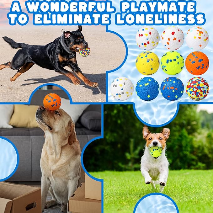 Lenwen 10 Pcs Dog Toy Balls Tennis Ball for Aggressive Chewers Interactive for Large Medium Small Puppy Boredom and Stimulating Bouncy Floating Rubber Toy(2.5 Inch,Glitter Color)