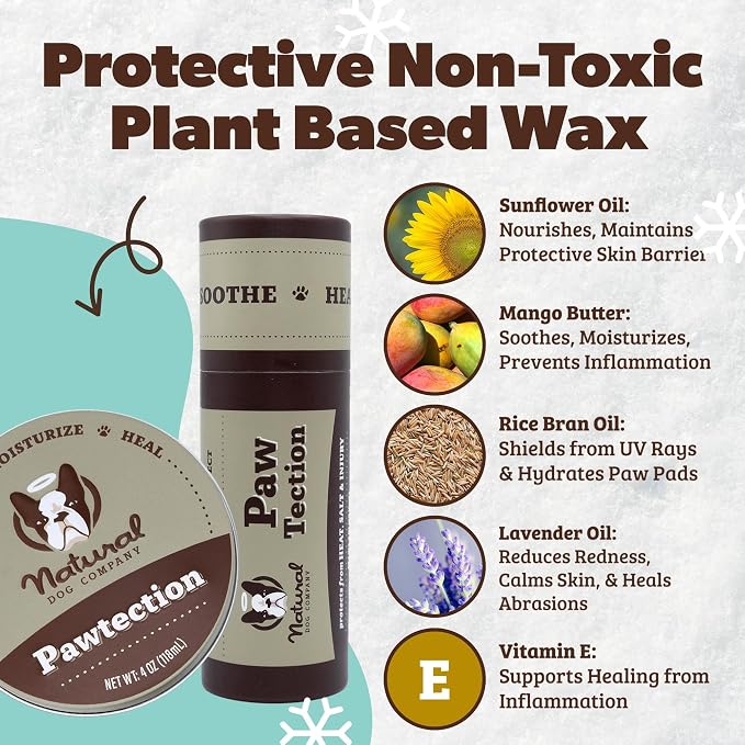Natural Dog Company Pawtection Bundle with (1) 2 oz. Tin and (1) Travel Size Stick Healing Balm for Dogs