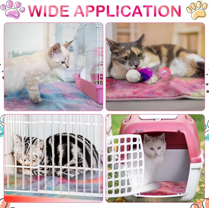 Tudomro 8 Pcs Absorbent Guinea Pig Blankets Washable Small Animal Fleece Bedding Cage Liners Reusable Pet Sleep Mat Pad Cover for Ferret Chinchilla Furniture Protection(Tie Dye,12 x 12 Inch)