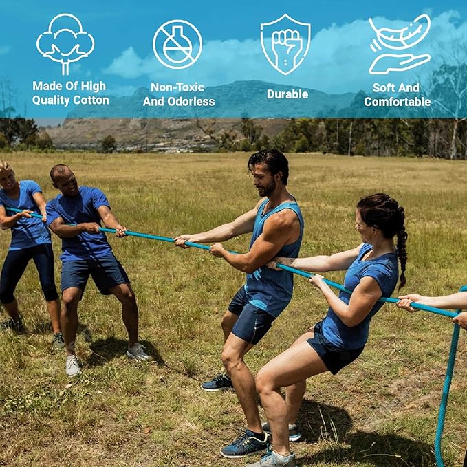60FT Tug of War Rope,Tug a War,Tug of War Rope Adult with 10 Medals,2 Flags,Whistle,2 Hooks,Demarcation,Ribbon and Storage Bag,Outdoor Backyard Game,Team Game