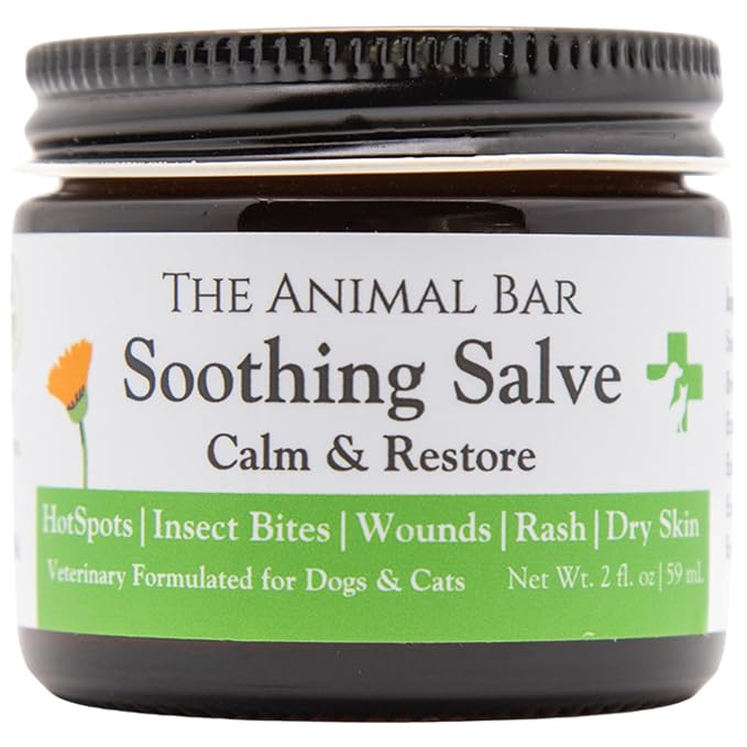 Organic Soothing Salve for Dogs & Cats - Lick-Safe First Aid Wound Care & Skin Healing with Beeswax & Calendula for Cracked Paws, Noses, Hot Spots, Itchy Skin & Minor Wounds - 2oz