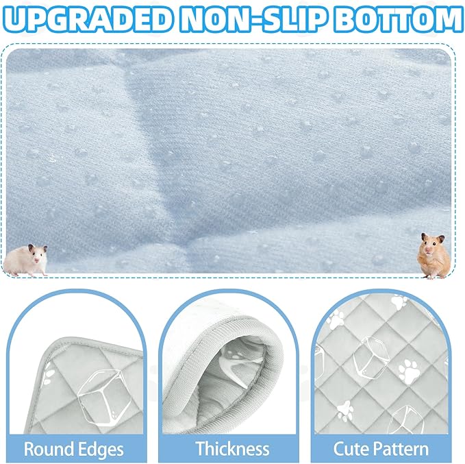 Homimp Summer Cooling Mat for Small Animals, 8PCS Guinea Pig Cage Liner Hamster Pee Pad, Washable Rabbit Cool Pad, Breathable Bed Blanket for Bunny Hedgehog, Keep Cooling for Pets, Grey 12"X 12"