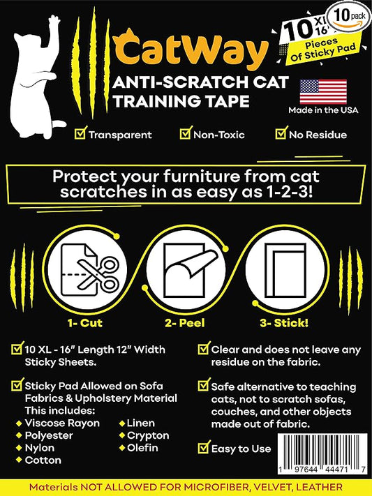 10-Pack Furniture Protectors From Cats Scratch, Couch Protector for Cats, Anti Cat Scratch Furniture Protector, Couch Guard for Cats - Sofa Corner Scratching Training Tape Deterrent Made In USA
