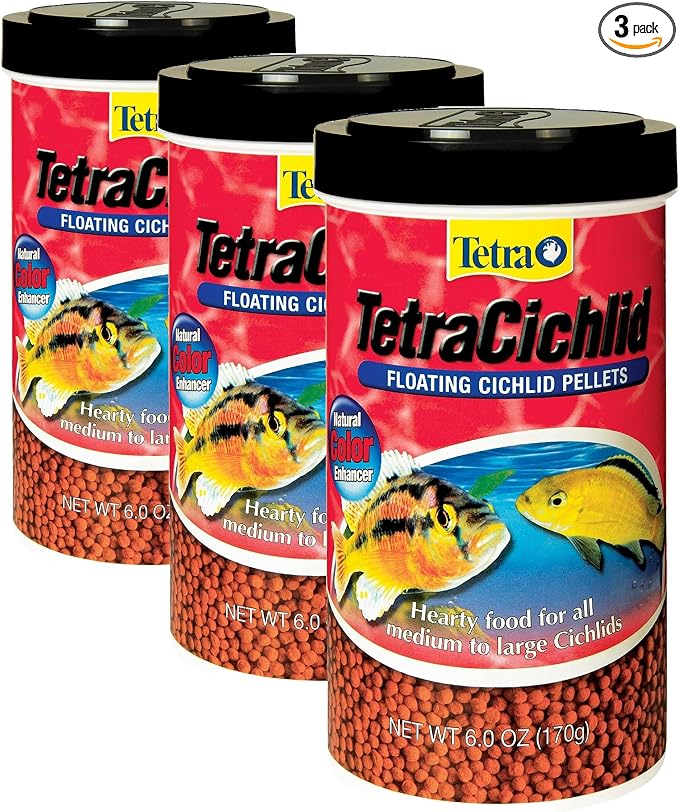 Tetra TetraCichlid Fish Floating Cichlid Pellets 6 Ounces, Nutritionally Balanced Diet (77063) (Pack of 3)