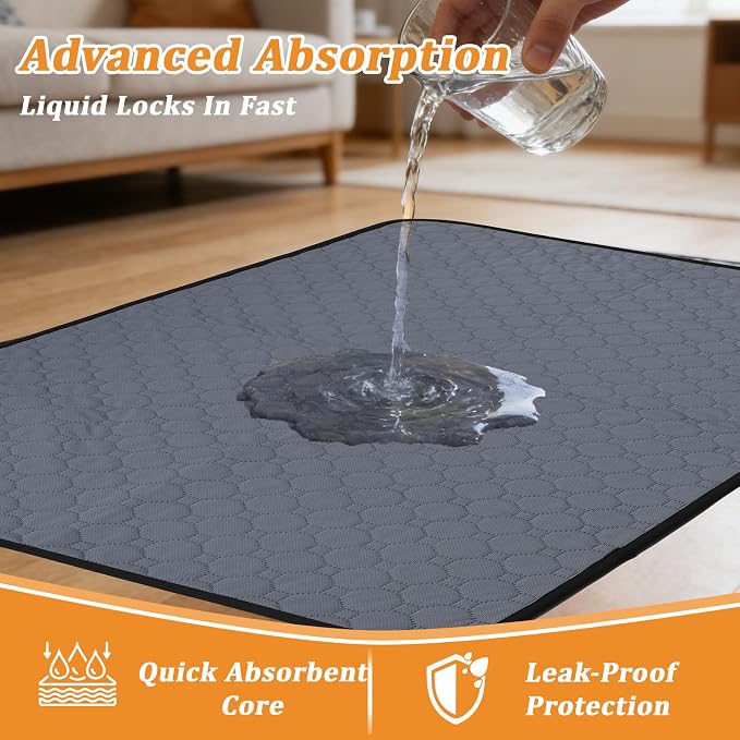 Washable Pee Pads for Dogs 2 Pack Reusable Puppy Pads Super Absorbent Waterproof Non Slip Dog Potty Training Pad 36x55 Inch for Large Dogs Crate Playpen Floor Protection