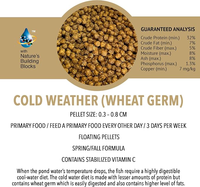 MICROBE-LIFT MLLWGSM Cold Weather Floating Fish Food Pellets with Wheat Germ for Ponds, Water Gardens, and Fountains, for Live Goldfish and Koi, 12 Ounces
