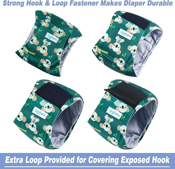 Leekalos Male Dog Diapers (3 Pack), High Absorbing Dog Belly Bands for Male Dogs, Washable Reusable Dog Male Wraps (Koala, XX-Large)