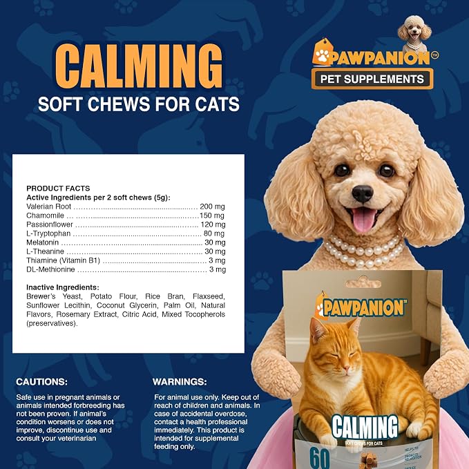Calming Soft Chews for Cats Stress & Anxiety 60 Count