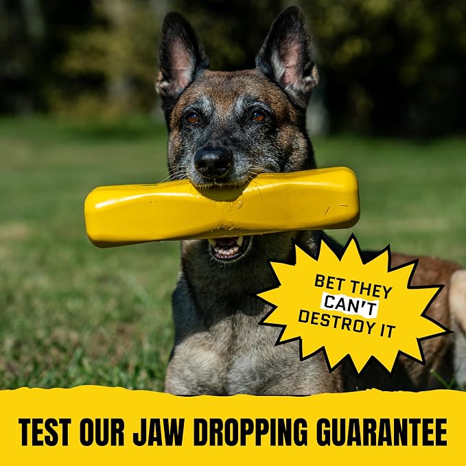 Giant XL Virtually Indestructible Dog Stick - Lifetime Guaranteed - Tough, Durable Toy for Aggressive Chewers - Safe Non-Toxic Natural Rubber - Chew & Tug - Large - 12"x2.5", Heavy 2.25lbs
