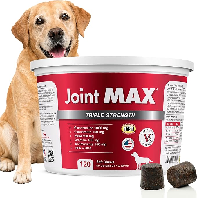 TS Joint Supplement Vet Formulated Pain & Inflammation Relief Treats Hip Dysplasia & Arthritis, Glucosamine, Chondroitin, Turmeric, MSM, HA, Creatine, Omega 3 EPA + DHA.120 Soft Chews
